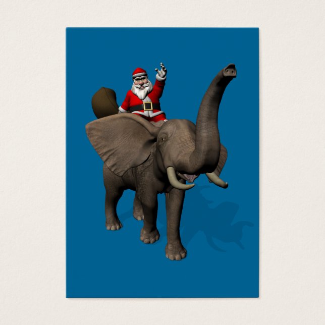 Cartes De Visite Le Père Noël Monte Un Éléphant (Devant)