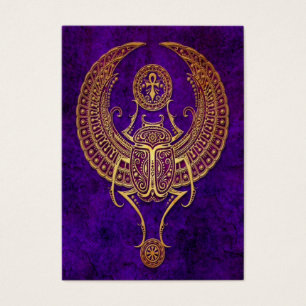 Cartes De Visite Le scarabée égyptien ailé avec Ankh - violet