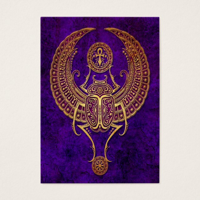 Cartes De Visite Le scarabée égyptien ailé avec Ankh - violet (Devant)