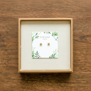Cartes De Visite Leafy green and gold border earring display card