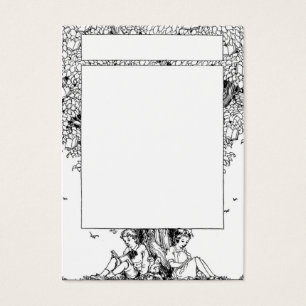 Cartes De Visite Lecture de garçon et de fille sous un arbre