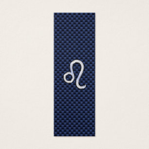 Cartes De Visite Léo Zodiac Sign on Navy Blue Carbon Fiber Print