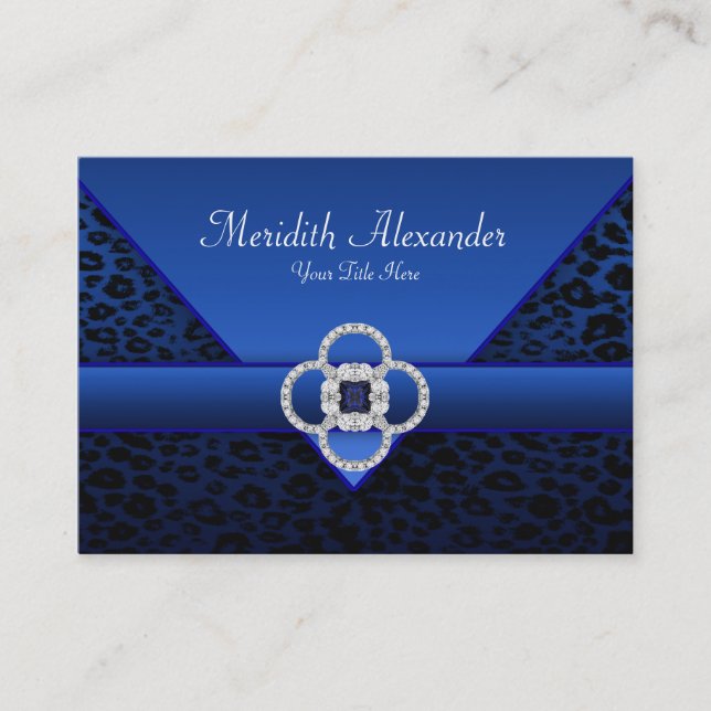 Cartes de visite léopard bleu royal (Devant)