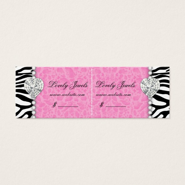 Cartes De Visite Leopard Pearl Joyaux en dentelle Prix Balise rose  (Devant)