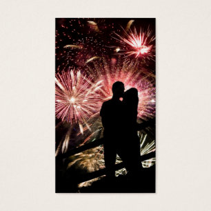 Cartes De Visite Les feux d'artifice couplent embrasser la