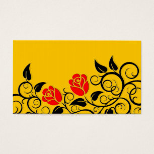 Cartes De Visite Les roses rouges de tourbillonnement, jaunissent
