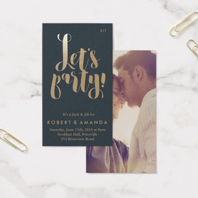 Cartes De Visite Let's Party Jack and Jill Ticket, Gold (Bureau)