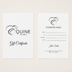 Cartes De Visite Lettre monogramme E Horse