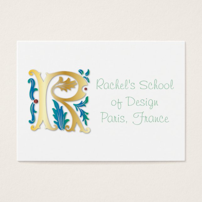 Cartes De Visite Lettre R Monogramme Fleur de lis (Devant)