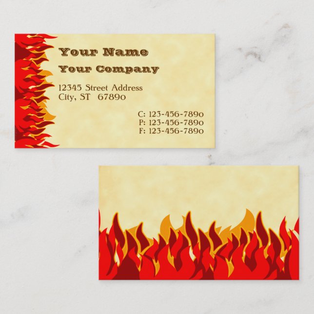 Cartes de visite Lettres occidentales Flammes roug (Devant / Derrière)