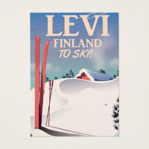 Cartes De Visite Levi, Finlande affiche de voyage en ski