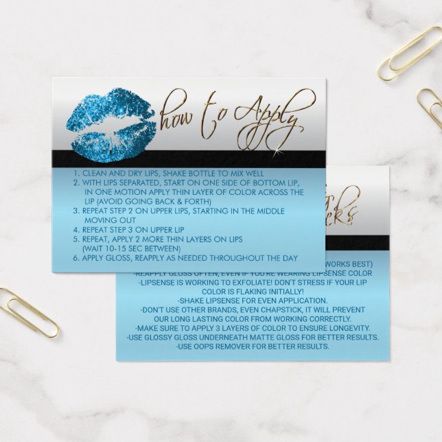 Cartes De Visite Lèvres à Parties scintillant bleu doux - Comment a (Bureau)