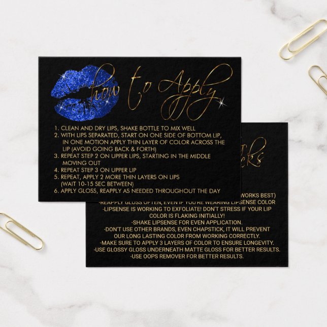 Cartes De Visite Lèvres à Parties scintillant bleue - Comment appli (Bureau)