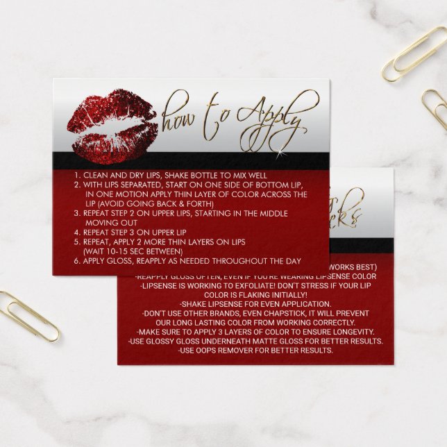 Cartes De Visite Lèvres à Parties scintillant rouge cannelle - Comm (Bureau)
