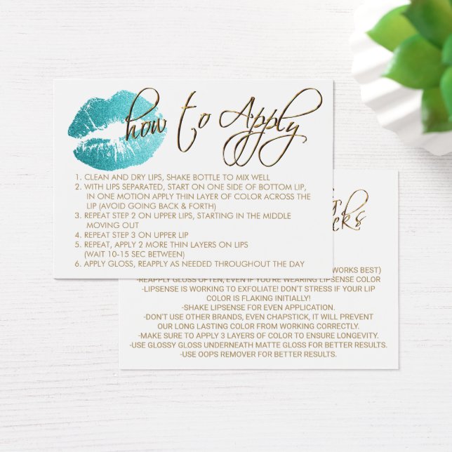 Cartes De Visite Lèvres de Parties scintillant turquoises 2 - Comme (Bureau)