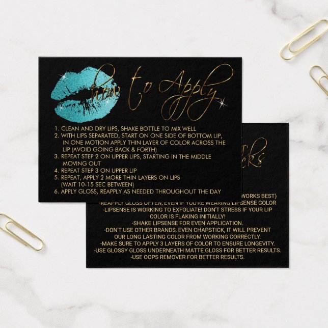 Cartes De Visite Lèvres de Parties scintillant turquoises - Comment (Bureau)
