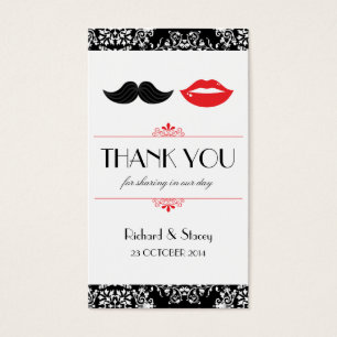 Cartes De Visite Lèvres et Moustache Mariage Favor Tags (Damask)