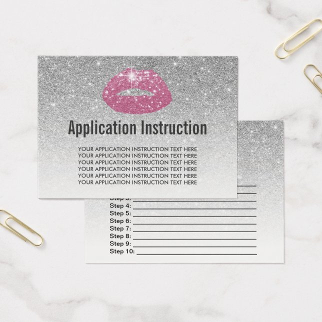 Cartes De Visite Lèvres roses Parties scintillant d'argent Instruct (Bureau)