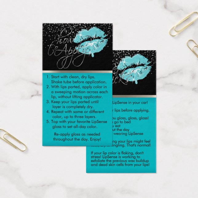 Cartes De Visite Lèvres turquoises - Comment appliquer et conseils (Bureau)