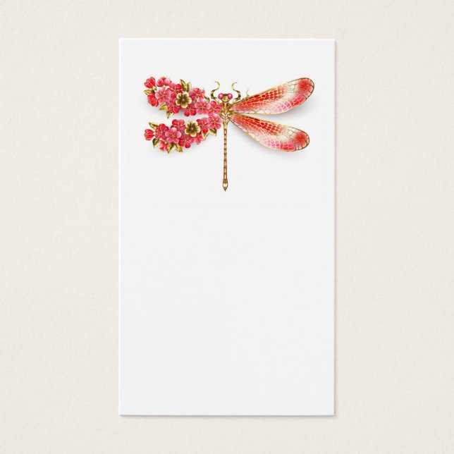 Cartes De Visite libellule de fleurs avec sakura de bijoux (Devant)