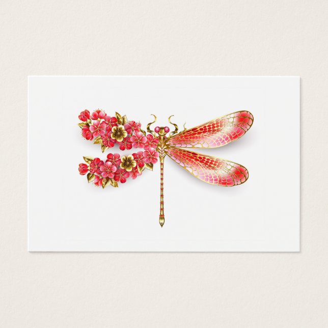 Cartes De Visite libellule de fleurs avec sakura de bijoux (Devant)