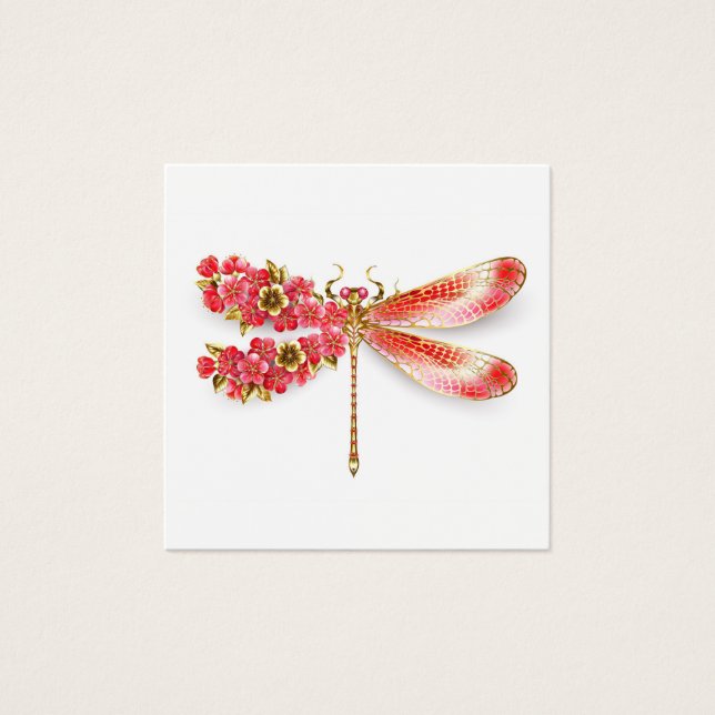 Cartes De Visite libellule de fleurs avec sakura de bijoux (Devant)