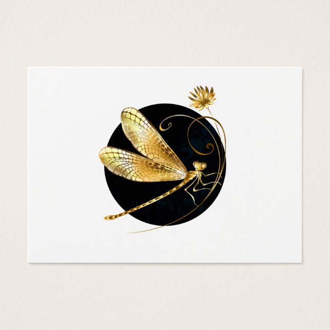 Cartes De Visite libellule d'or en cercle noir (Devant)