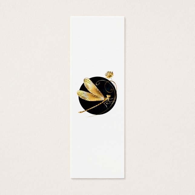 Cartes De Visite libellule d'or en cercle noir (Devant)