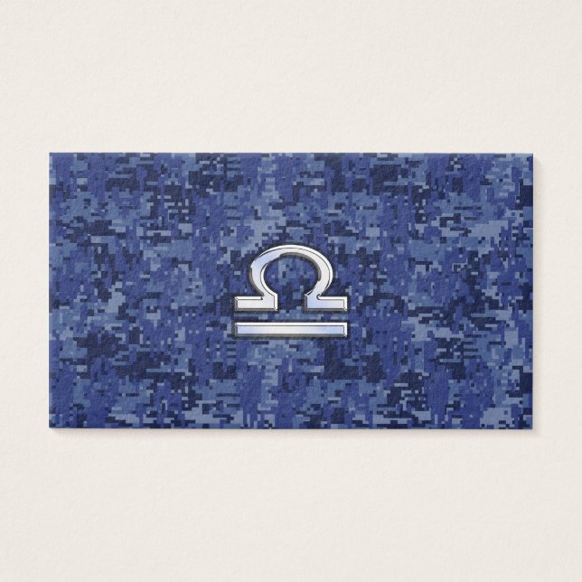 Cartes De Visite Libra Zodiac Sign on blue digital camo (Devant)