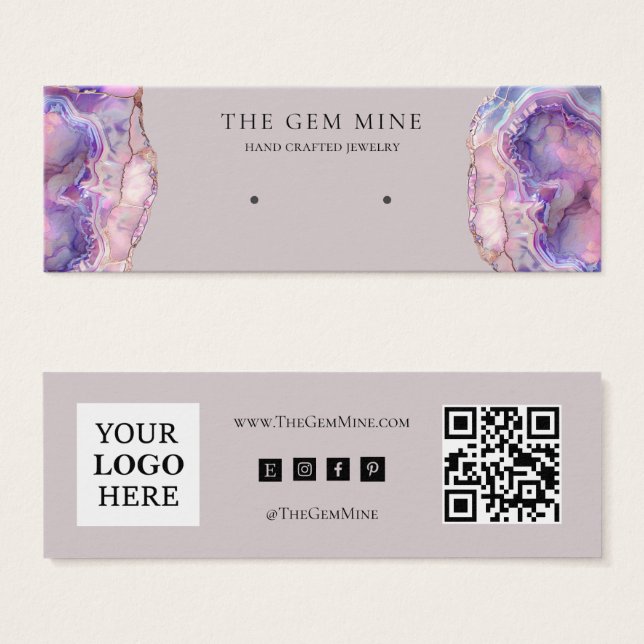 Cartes De Visite Lilac Agate Earring Mini Display Business Card (Devant & derrière)