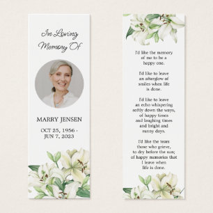 Cartes De Visite Lily Floral Photo Funeral Signet