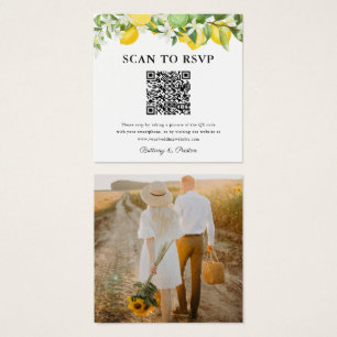 Cartes De Visite Limes citron QR Code photo Mariage RSVP