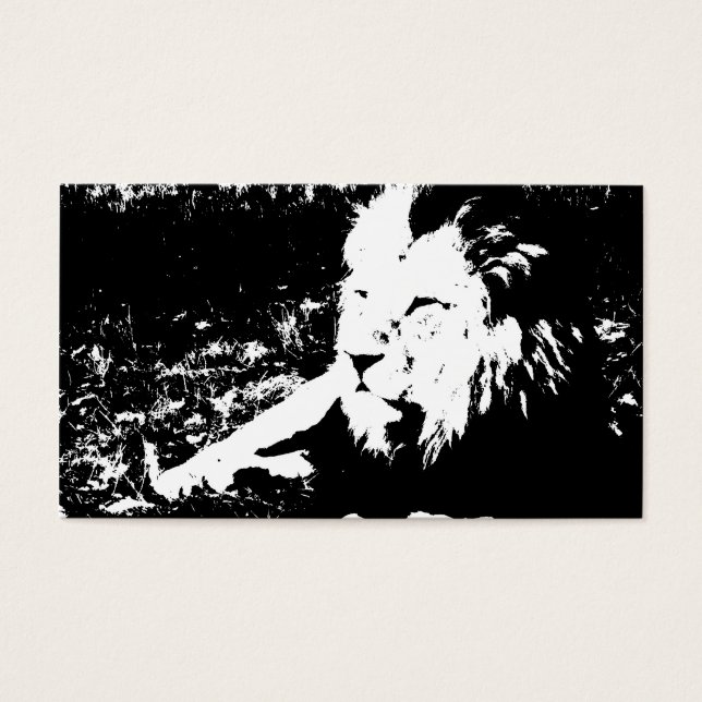 Cartes De Visite Lion en noir et blanc (Devant)