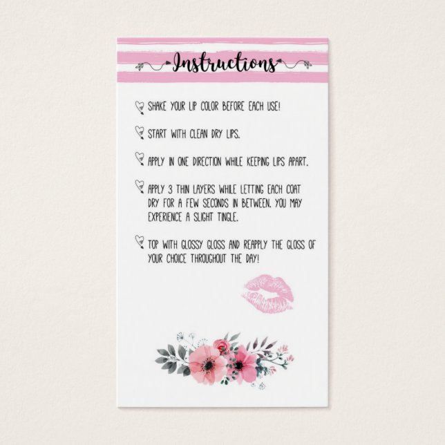 Cartes De Visite Lipsense Intructions card (Devant)