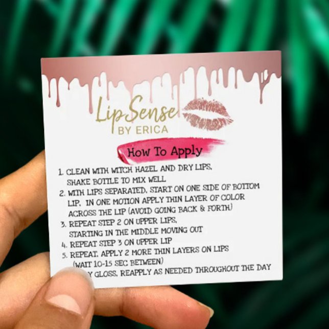 Cartes De Visite Lipsense Rose Gold Dripping Comment appliquer (Créateur téléchargé)