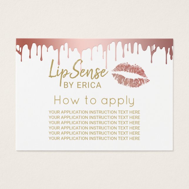 Cartes De Visite LipSense Rose Gold Lips Instructions d'application (Devant)
