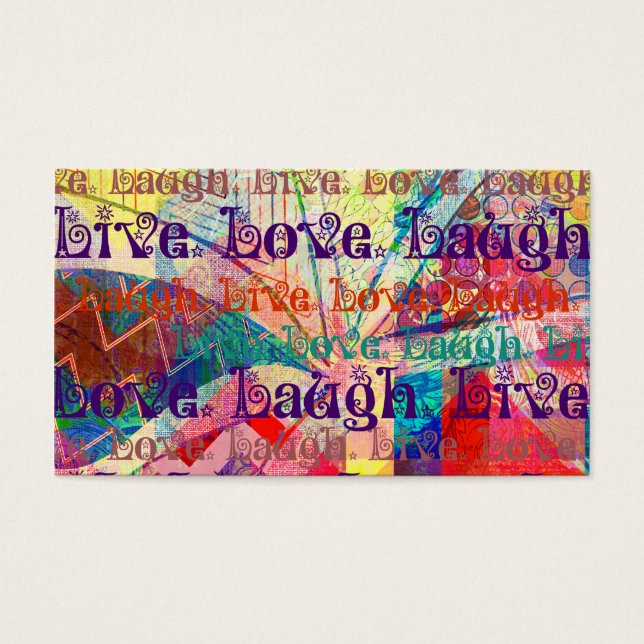 Cartes De Visite Live Laugh Love Abstrait Textured Plaid Motif (Devant)