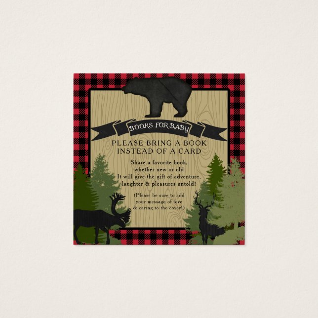Cartes De Visite Livre Douche Lumberjack Plaid Garçon Ours Cerf Pla (Devant)
