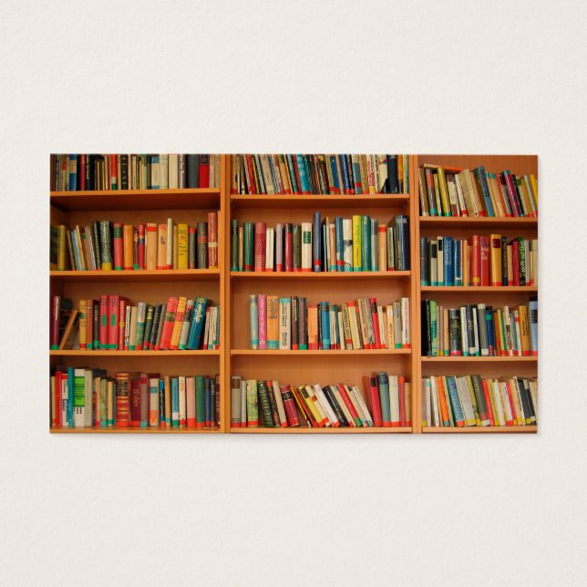 Cartes De Visite Livres sur Arrière - plan de bibliothèque (Devant)