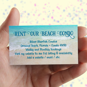 Cartes De Visite Location de mon condo de plage Publicité photo per
