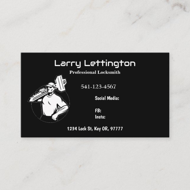 Cartes de visite Locksmith professionnels simples (Devant)