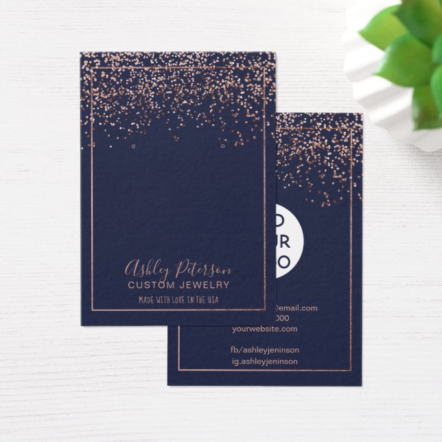 Cartes De Visite logo bleu marine or rose bijouterie (Bureau)