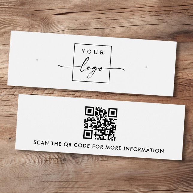Cartes De Visite Logo code QR blanc talon d'oreille (Logo QR code white stud earring display card)
