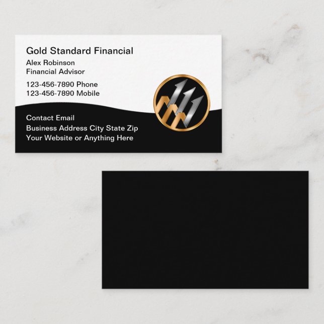 Cartes de visite Logo Conseiller Financier Classy (Devant / Derrière)