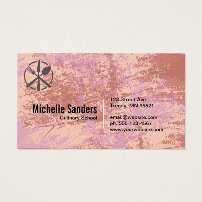 Cartes De Visite Logo de couverts | Fond de texture (Devant)