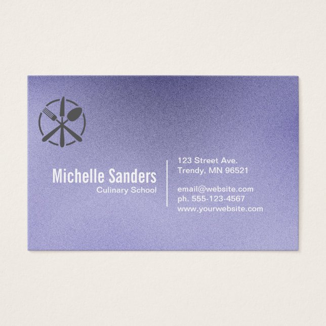 Cartes De Visite Logo de couverts | Texture violette (Devant)