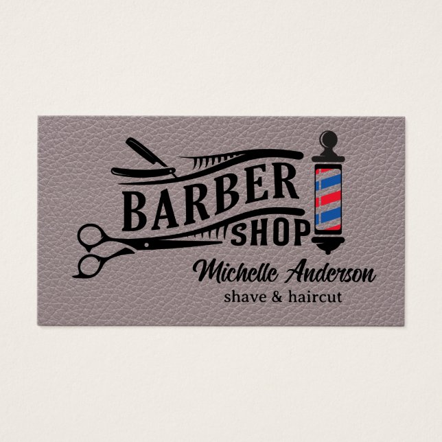 Cartes De Visite Logo de la Boutique de Barber (Devant)