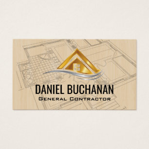 Cartes De Visite Logo de la maison Gold Silver   Architecte