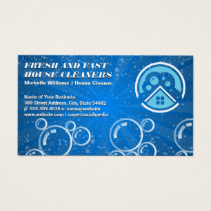 Cartes De Visite Logo de nettoyage de la maison Bulles
