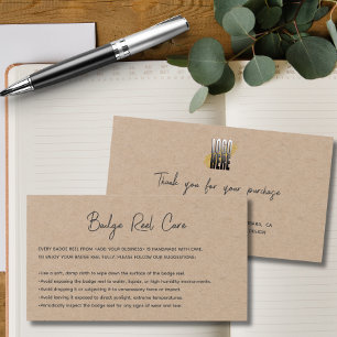 Cartes De Visite Logo de papier Kraft moderne Badge Reel Care